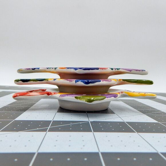 Milson & Louis Hand Painted Floral Ceramic Teapot Tea Bag Spoon Holder Set Of 3 - Picture 5 of 5